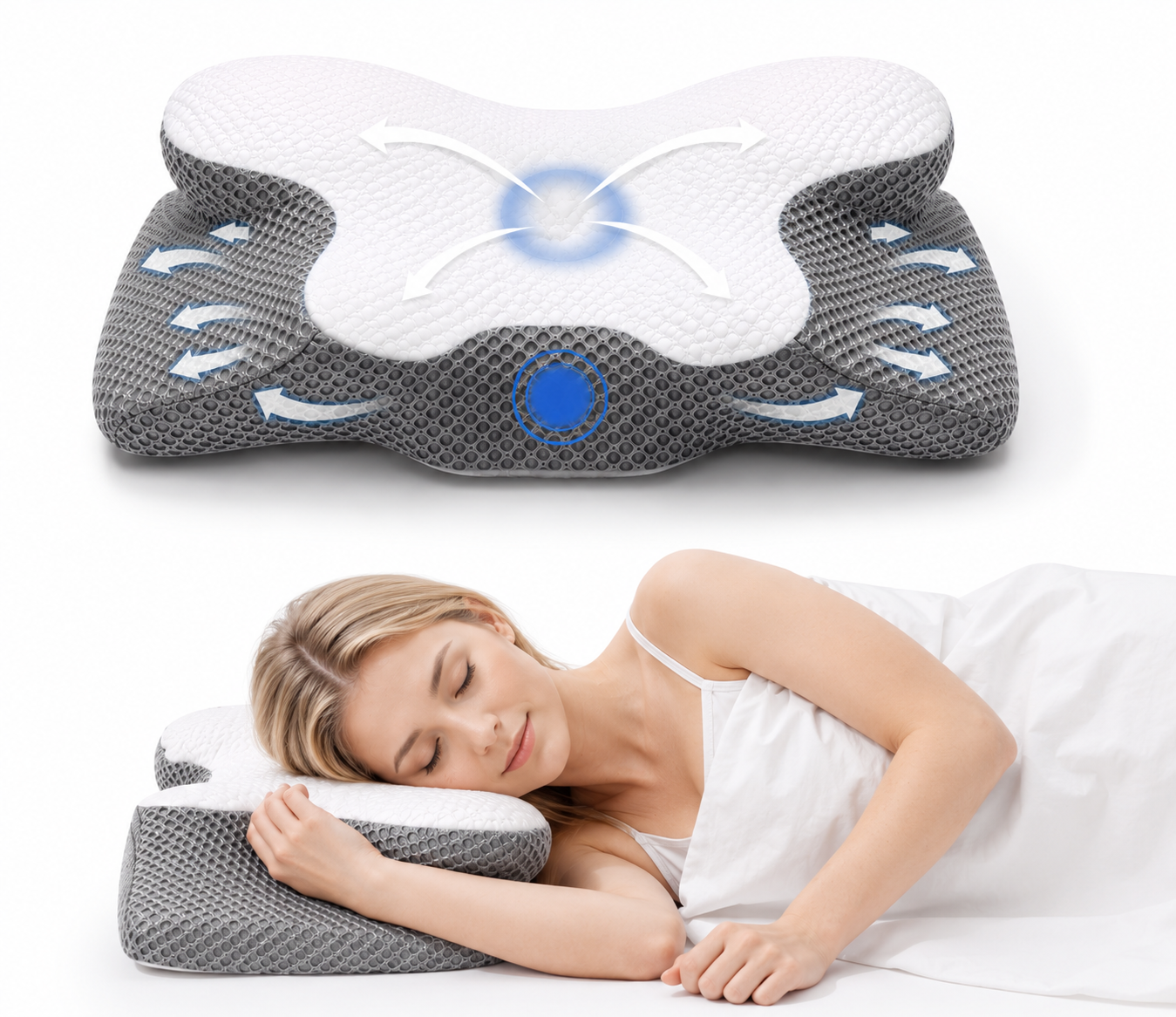 Wellvy Ergonomisches Schlafkissen — Memory Foam für Nacken, Schultern & Wirbelsäule