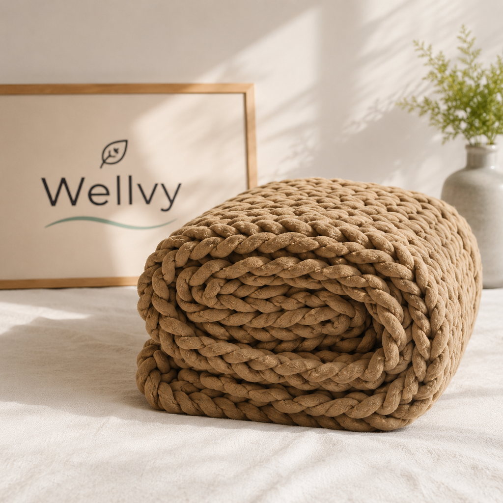 Wellvy Gewichtsdecke — Gewichtsdecke für Entspannung & angenehmen Schlafkomfort